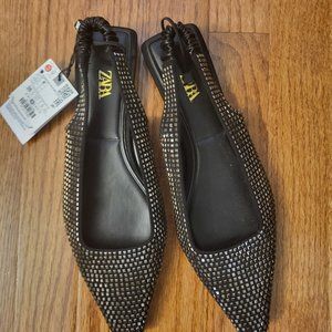 Black Sparkly Zara Flats - Size 38 Never Worn